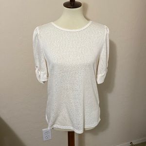 🦋Bobeau cream knit short sleeve puffy sleeve top